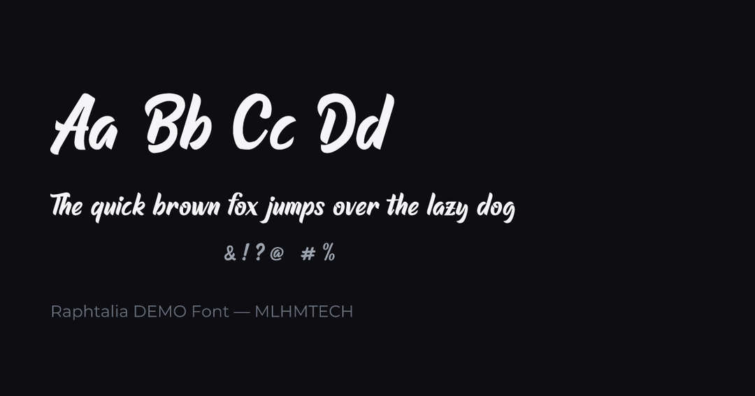 Raphtalia DEMO Font typeface specimen — alphabet and sample text