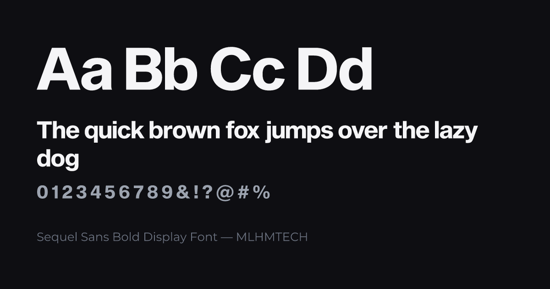Sequel Sans Bold Display Font typeface specimen — alphabet and sample text
