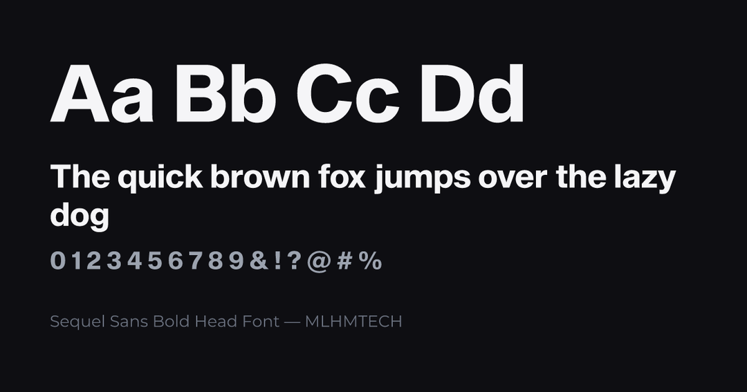 Sequel Sans Bold Head Font typeface specimen — alphabet and sample text