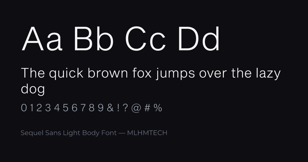 Sequel Sans Light Body Font typeface specimen — alphabet and sample text