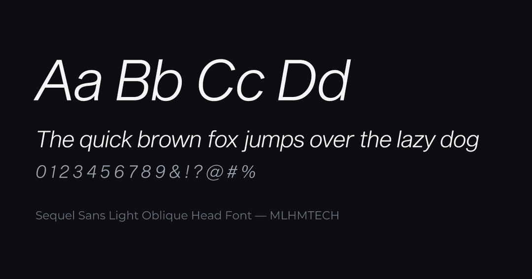 Sequel Sans Light Oblique Head Font typeface specimen — alphabet and sample text