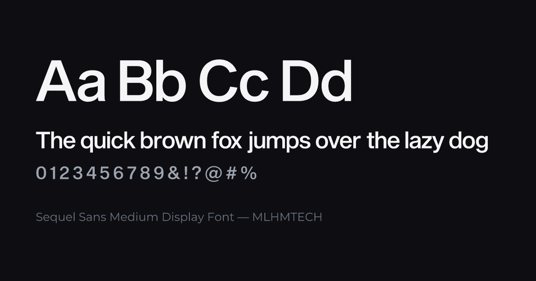 Sequel Sans Medium Display Font typeface specimen — alphabet and sample text