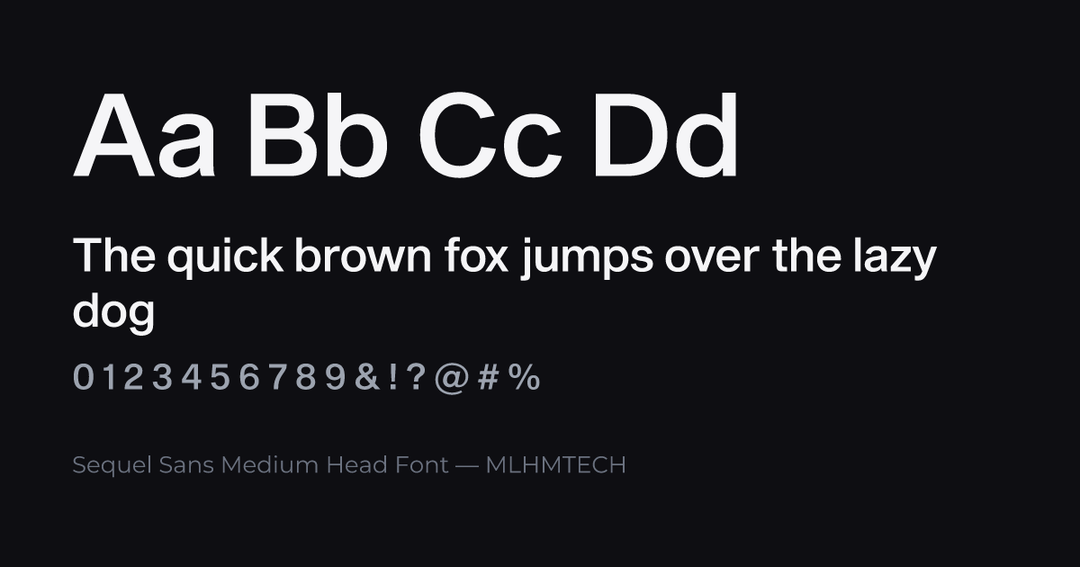 Sequel Sans Medium Head Font typeface specimen — alphabet and sample text