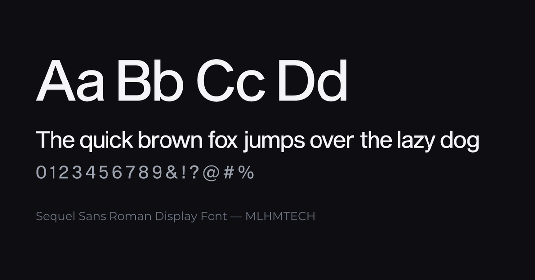 Sequel Sans Roman Display Font typeface specimen — alphabet and sample text