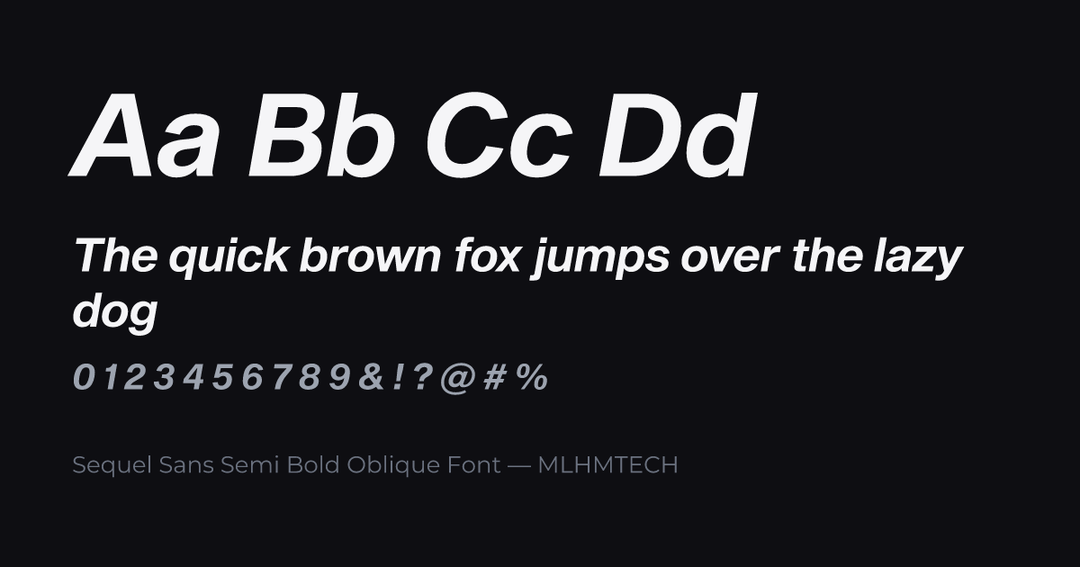 Sequel Sans Semi Bold Oblique Font typeface specimen — alphabet and sample text