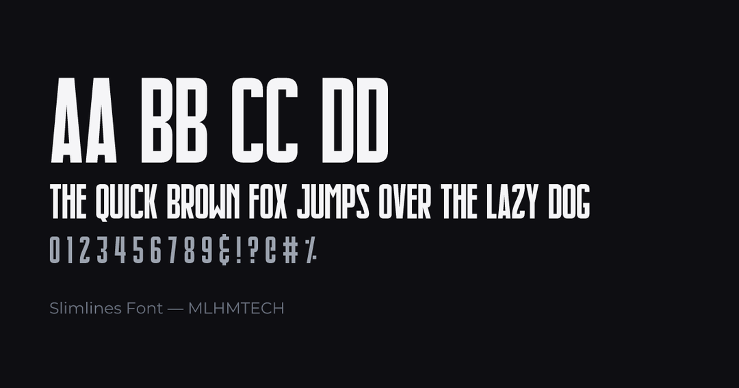 Slimlines Font typeface specimen — alphabet and sample text