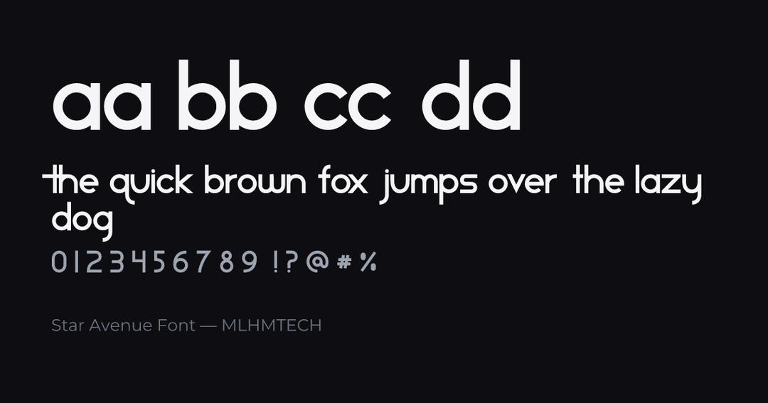 Star Avenue Font typeface specimen — alphabet and sample text