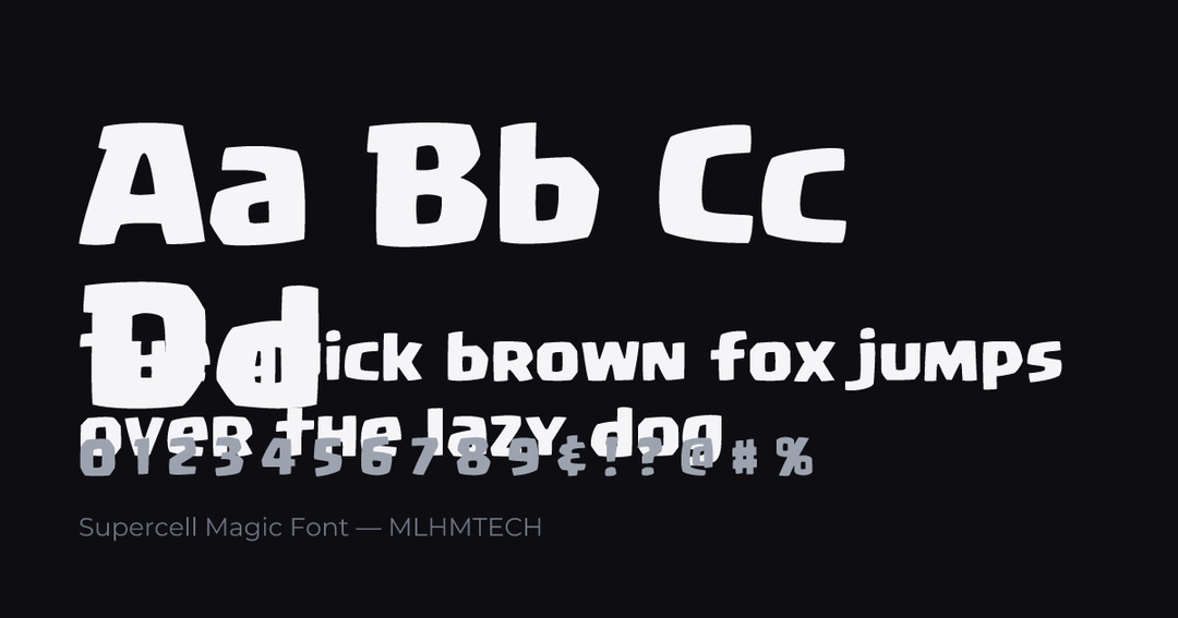 Supercell Magic Font typeface specimen — alphabet and sample text