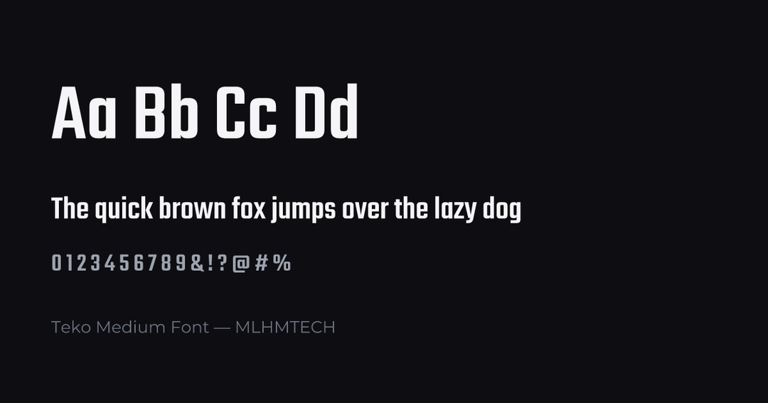 Teko Medium Font typeface specimen — alphabet and sample text
