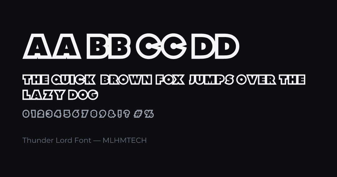 Thunder Lord Font typeface specimen — alphabet and sample text