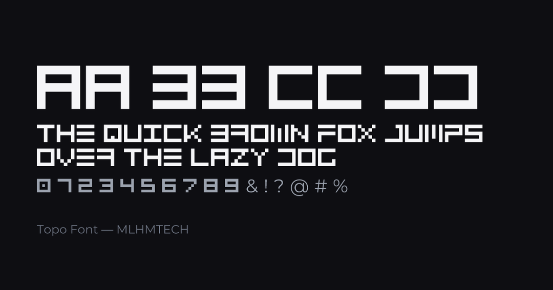 Topo Font typeface specimen — alphabet and sample text
