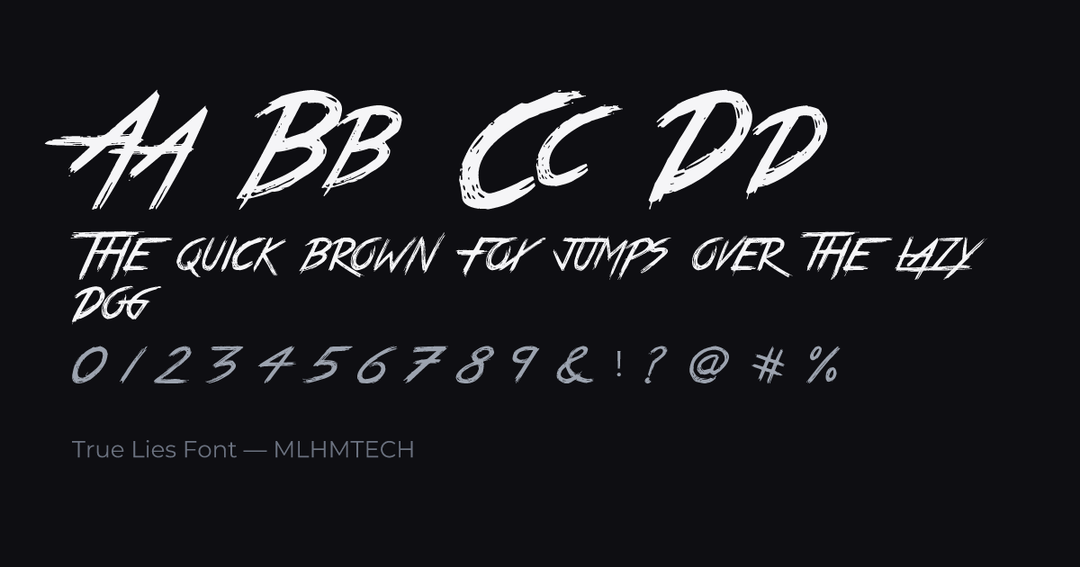 True Lies Font typeface specimen — alphabet and sample text