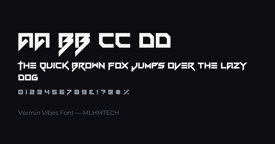 Vermin Vibes Font typeface specimen — alphabet and sample text
