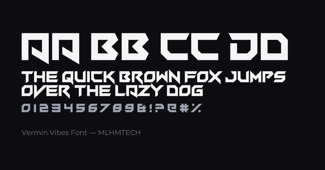 Vermin Vibes Font typeface specimen — alphabet and sample text