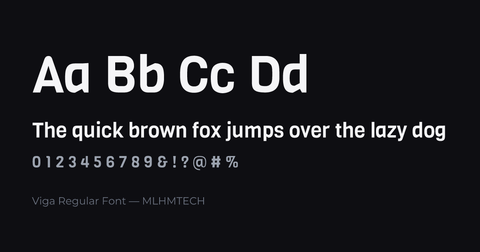 Viga Regular Font typeface specimen — alphabet and sample text