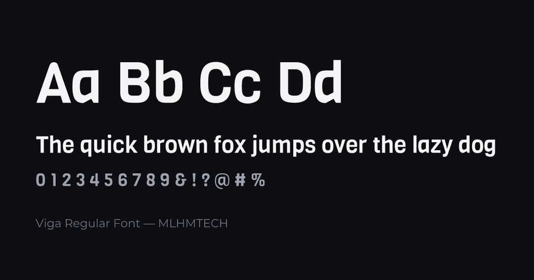 Viga Regular Font typeface specimen — alphabet and sample text