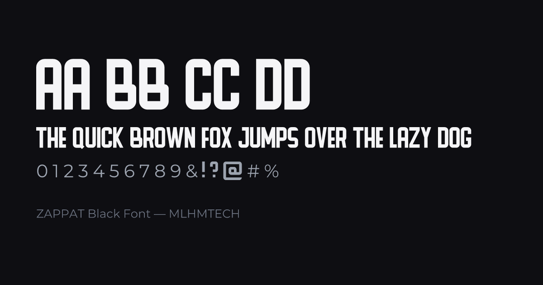 ZAPPAT Black Font typeface specimen — alphabet and sample text